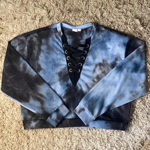 black and blue crop hoodie